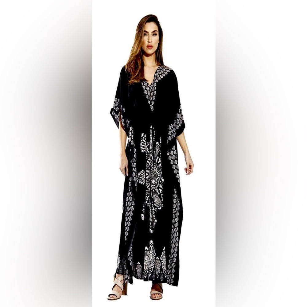 Black And White Kaftan Caftan Dress Plus Size 2X 2XL